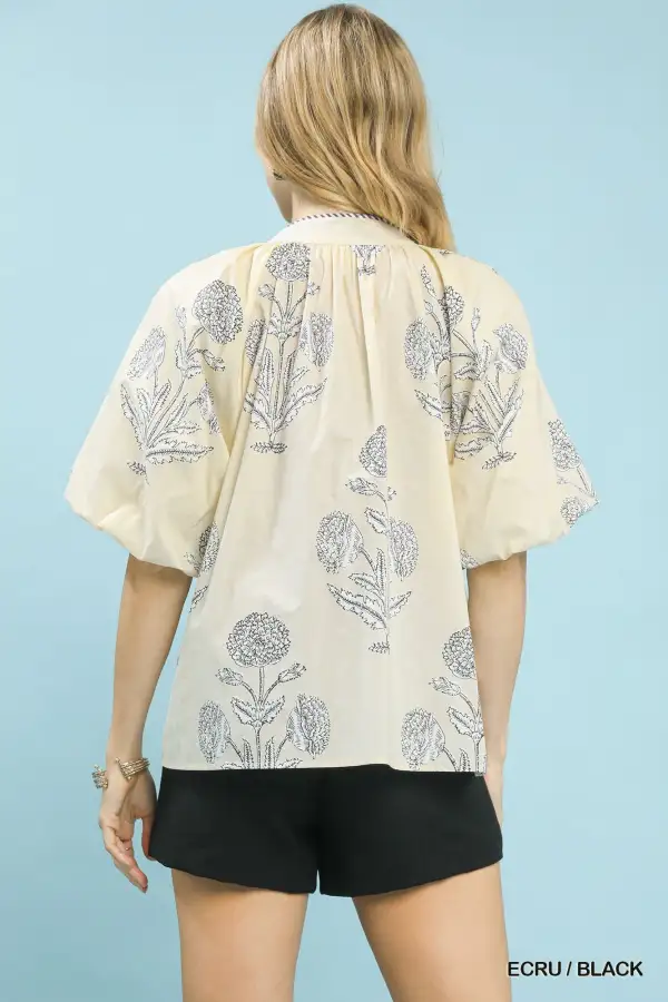 Floral Print V-Neck Top