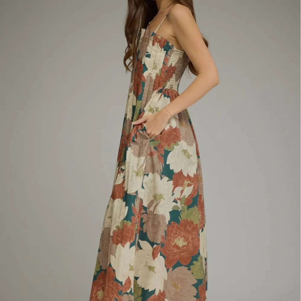 Pleated Floral Dress