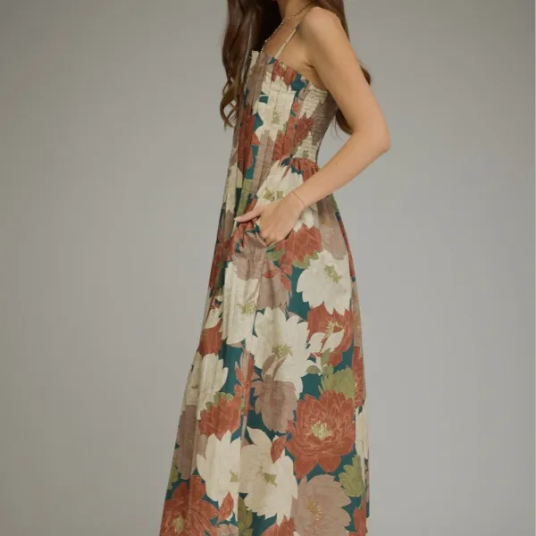Pleated Floral Dress