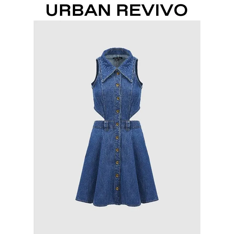 Cut-Out Sleeveless Denim Dress