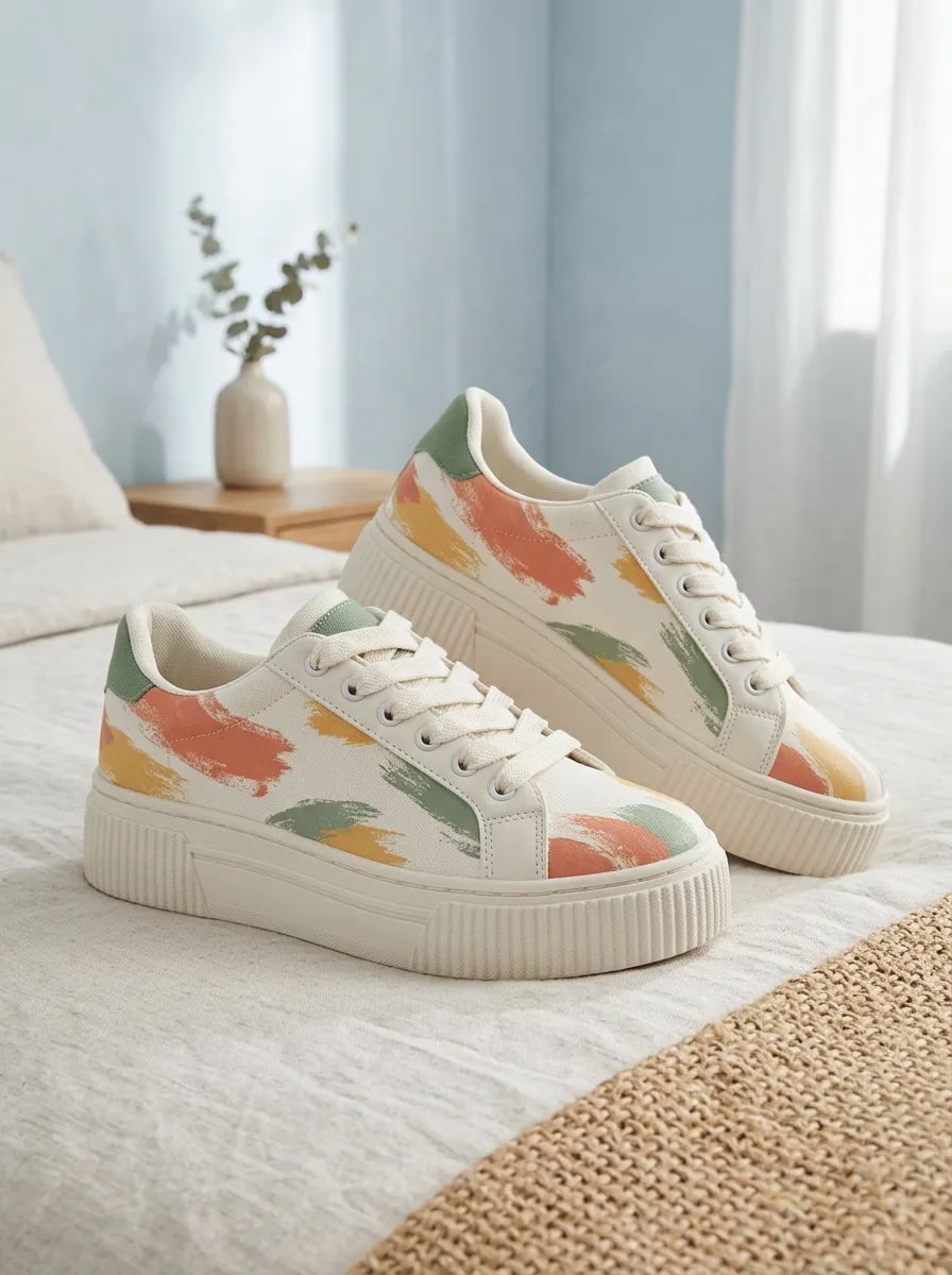 Women's Abstract Brushstroke Street Skate Shoes