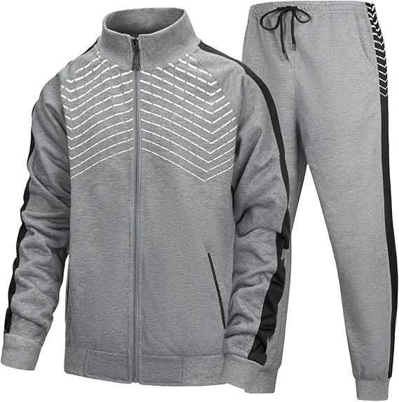 Leading The Better Life Men'S Sweat Suit 2 Piece Outfit Casual Contrast Sports Jogging Tracksuits Set