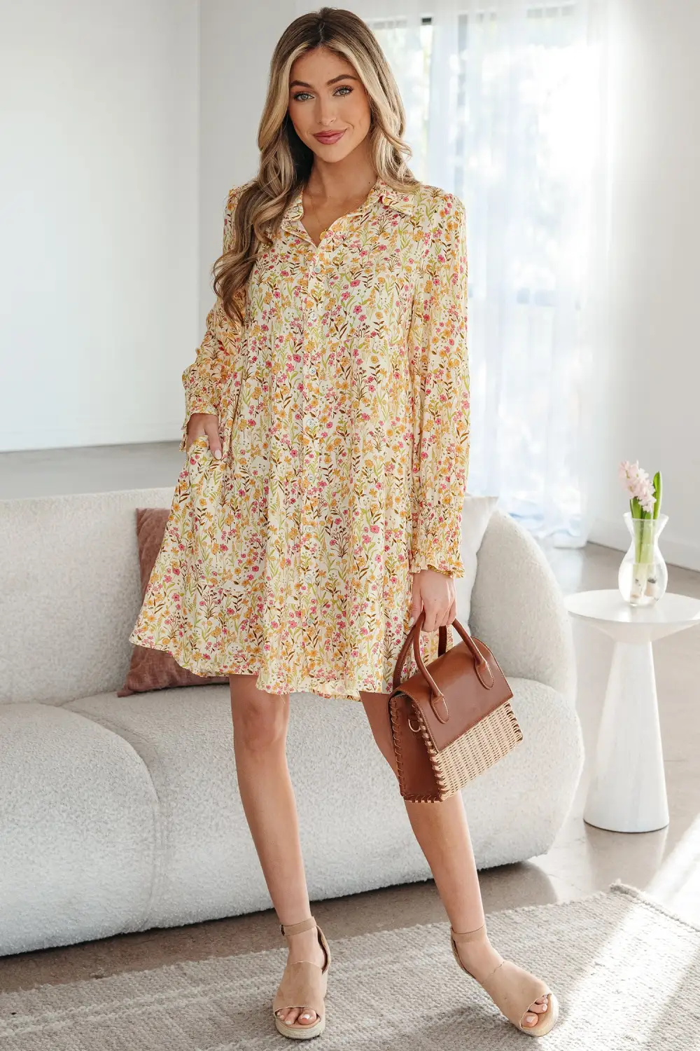 Balanced Detail Floral Printed Ruffle Dress