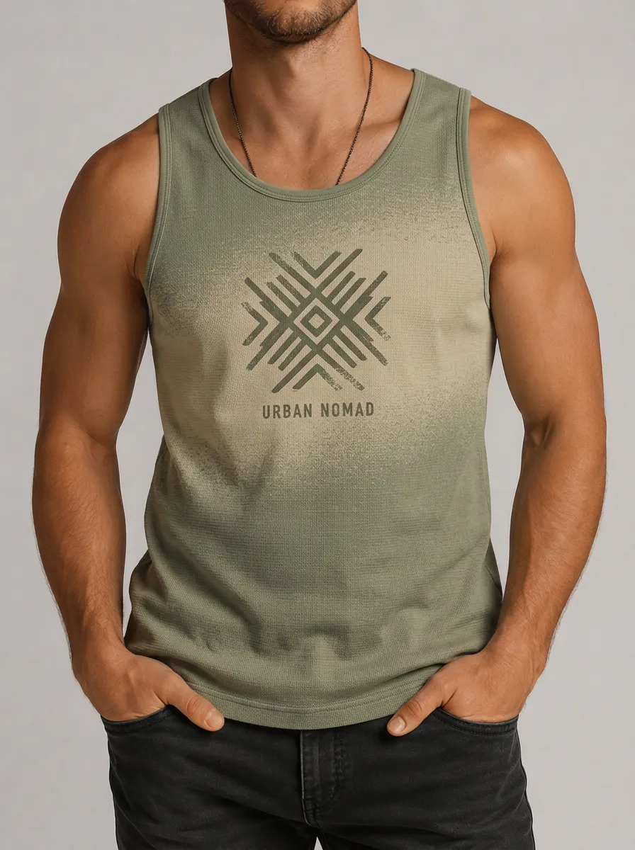 Men's Urban Nomad Geometric Pattern Printed Tank Top