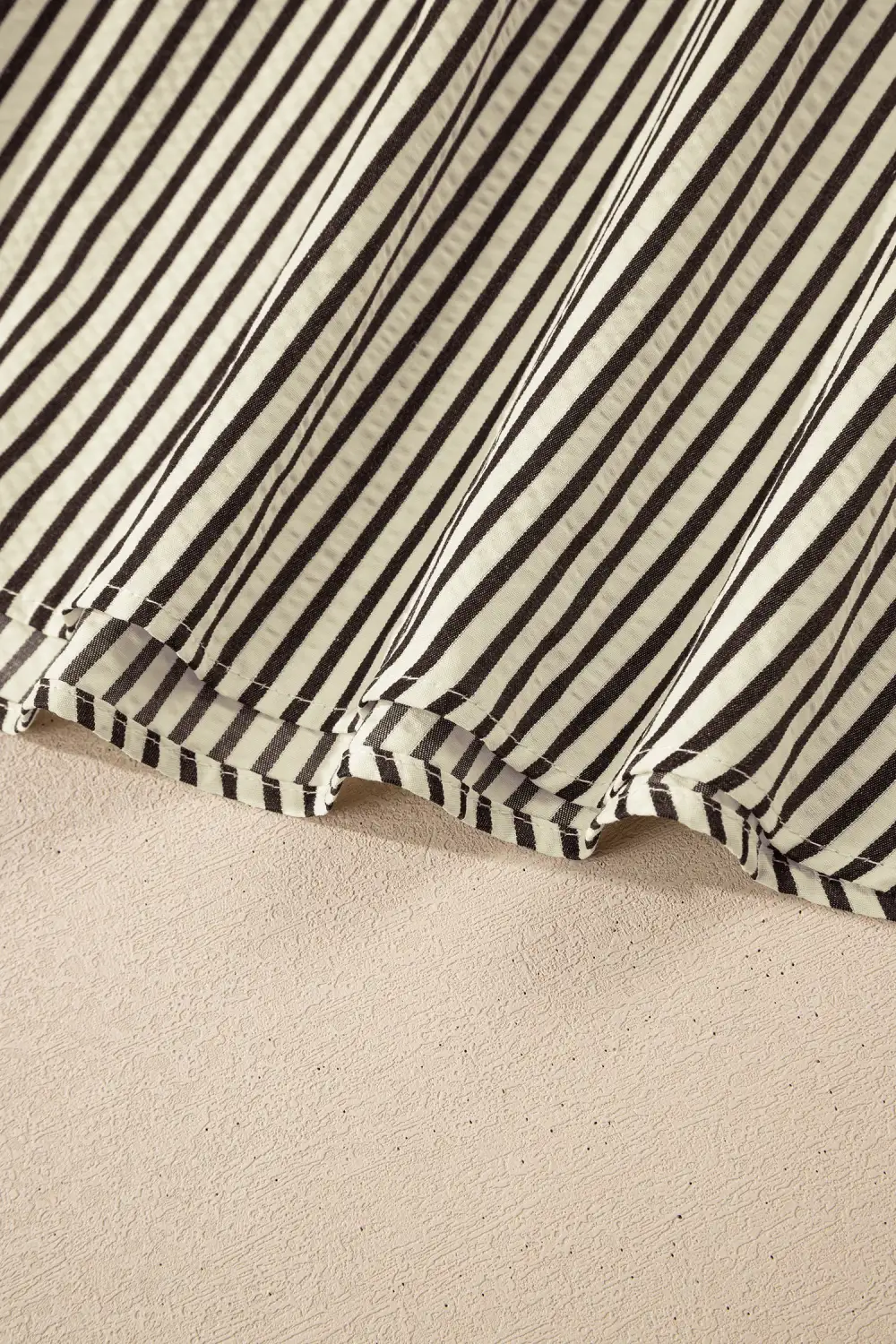 Balanced Detail Striped V Neck Zip Front Midi Dress