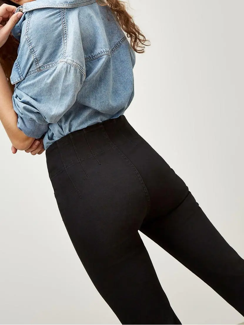 High Waist Pintuck Flare Jeans