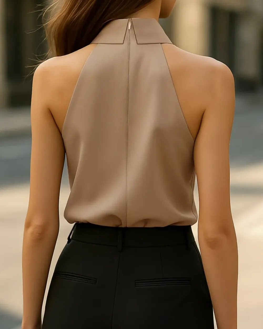 Fashion Satin Shirt Sleeveless Top