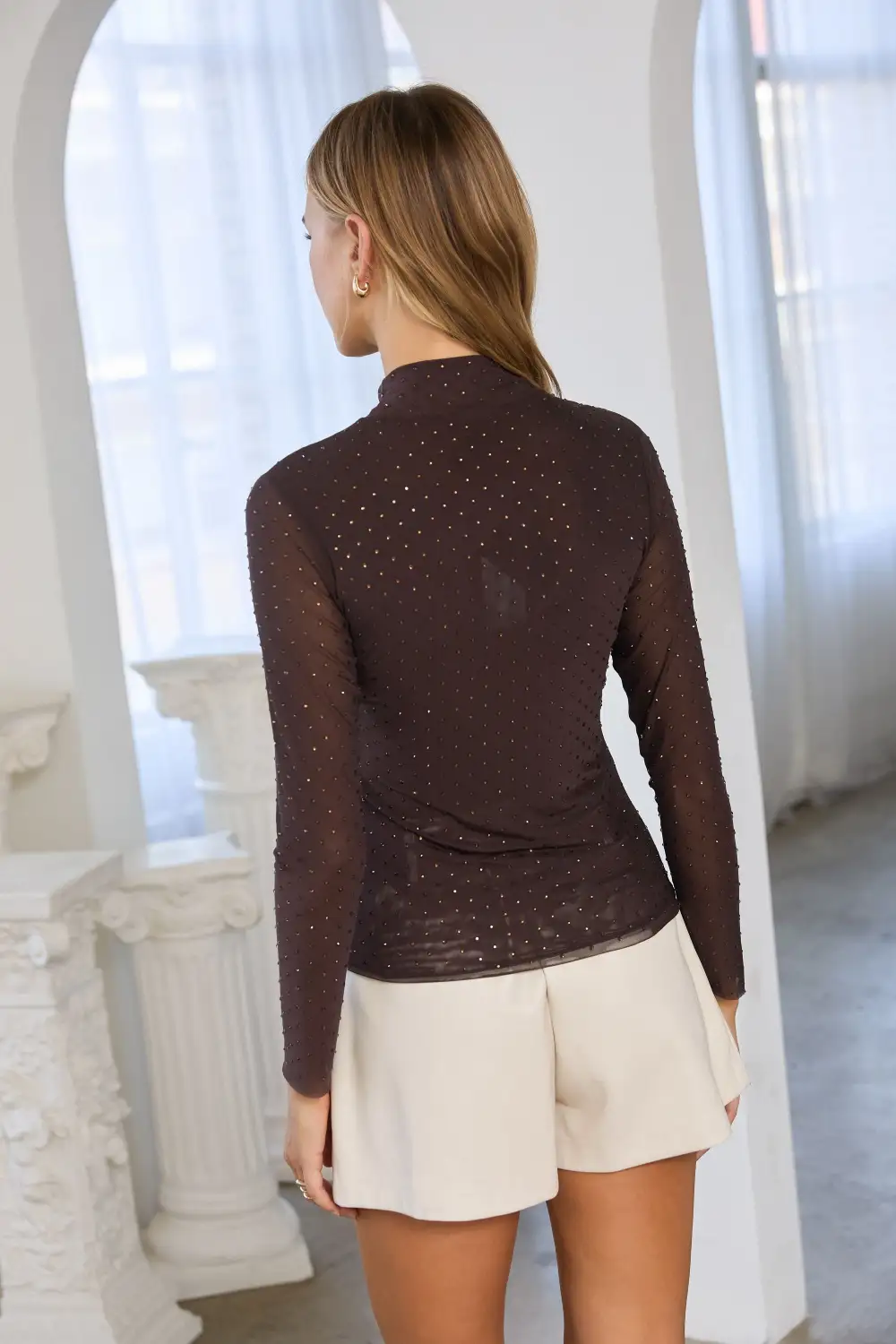 Embellished Mesh Top