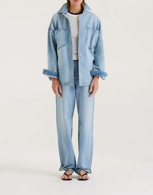 Light Wash Oversized Denim Shirts