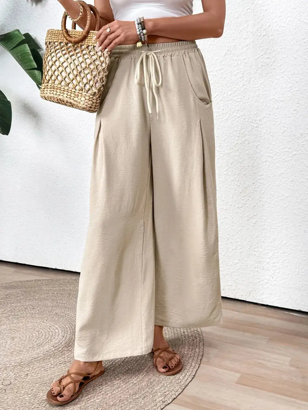 Flowy Wide Leg Drawstring Pants