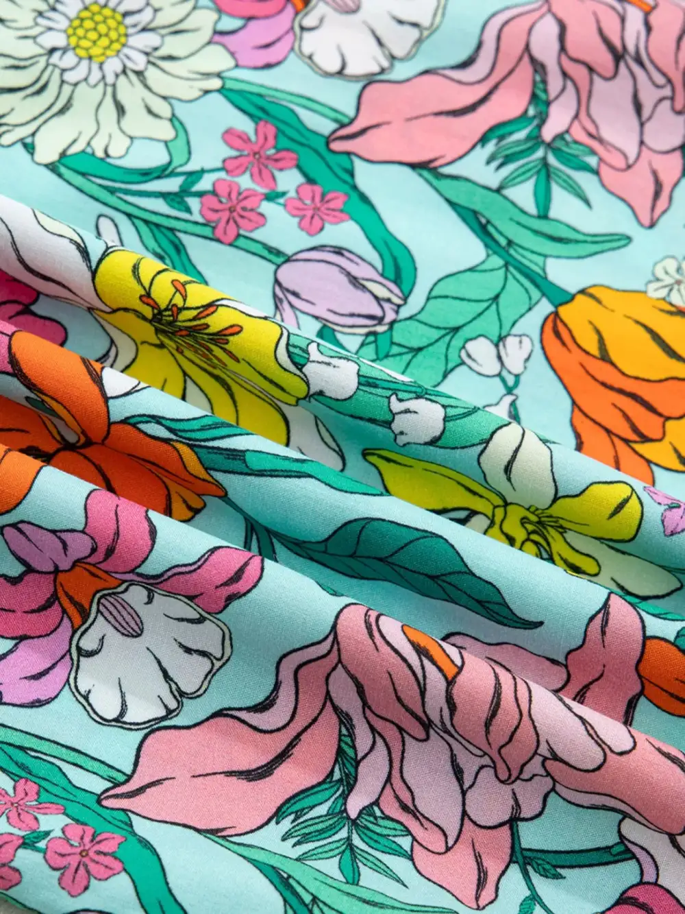 Button Front Floral Blouse