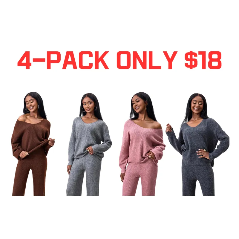 Women's Solid Color Drop Shoulder Sweater & Pants