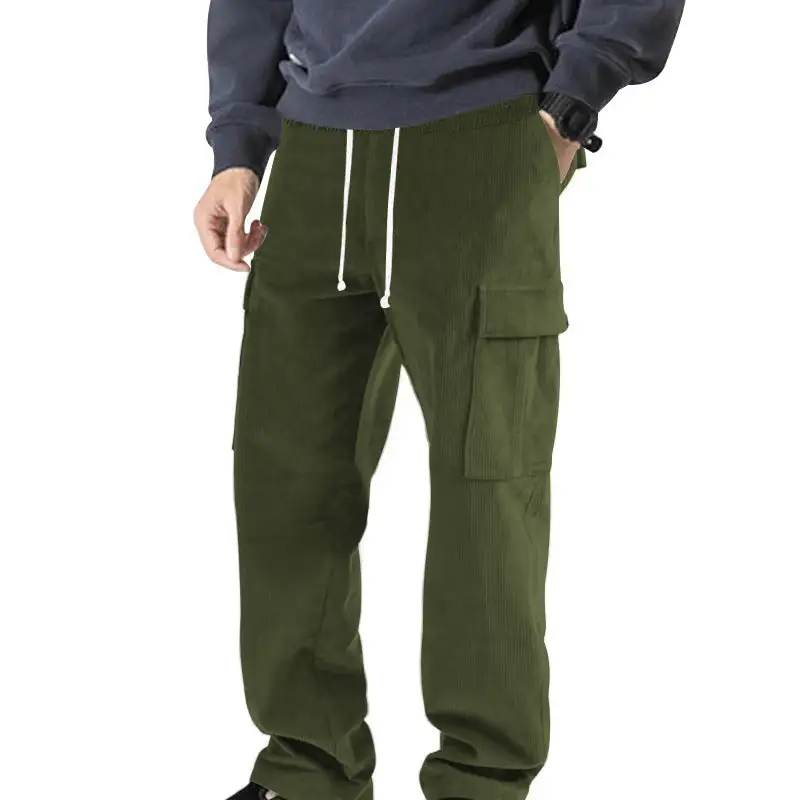 Men's o Cord Cargo Pants Waistband Pockets Cargo Pants