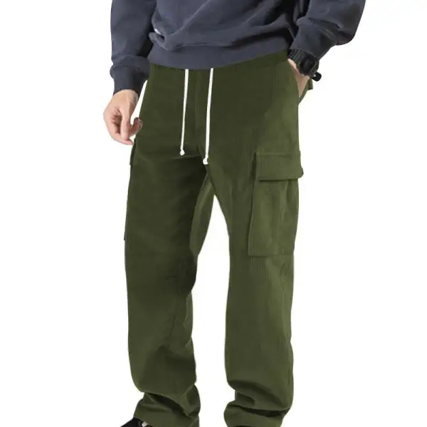 Men's o Cord Cargo Pants Waistband Pockets Cargo Pants