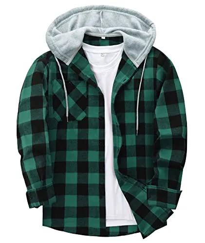 Men Plaid Long Sleeve Flannel Jacket
