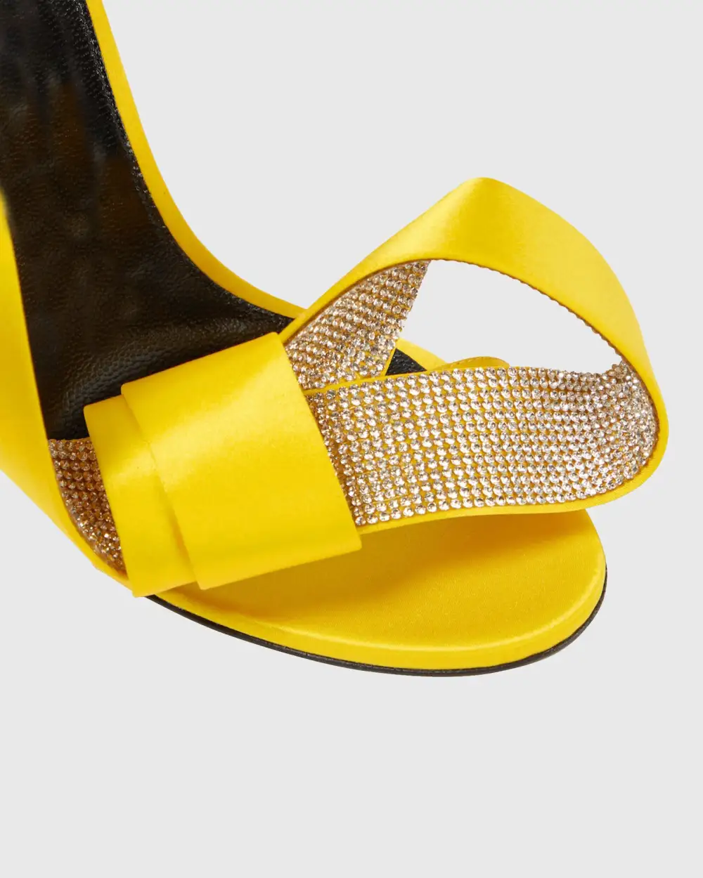 Spiral Rhinestone Bow Strap Sandals in Yellow