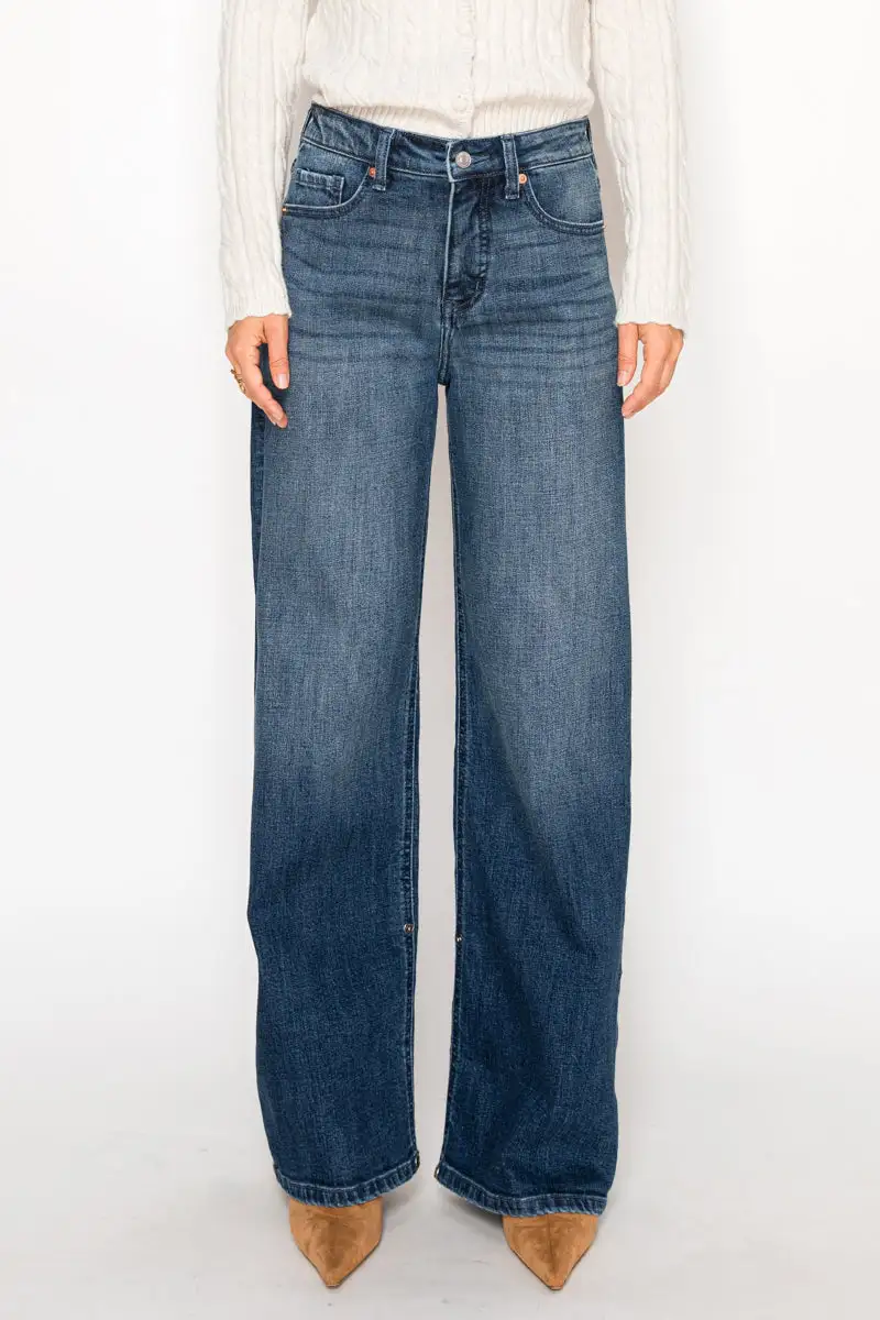 High Rise Wide Leg Straight Leg Denim Jeans