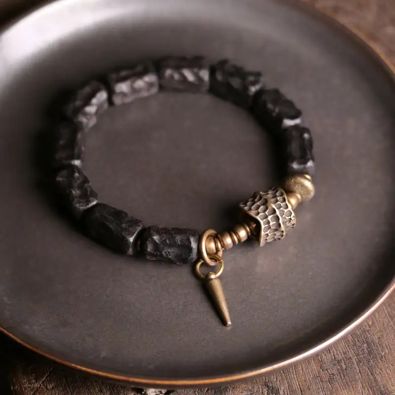 Ebony Wood Copper Couple Bracelet