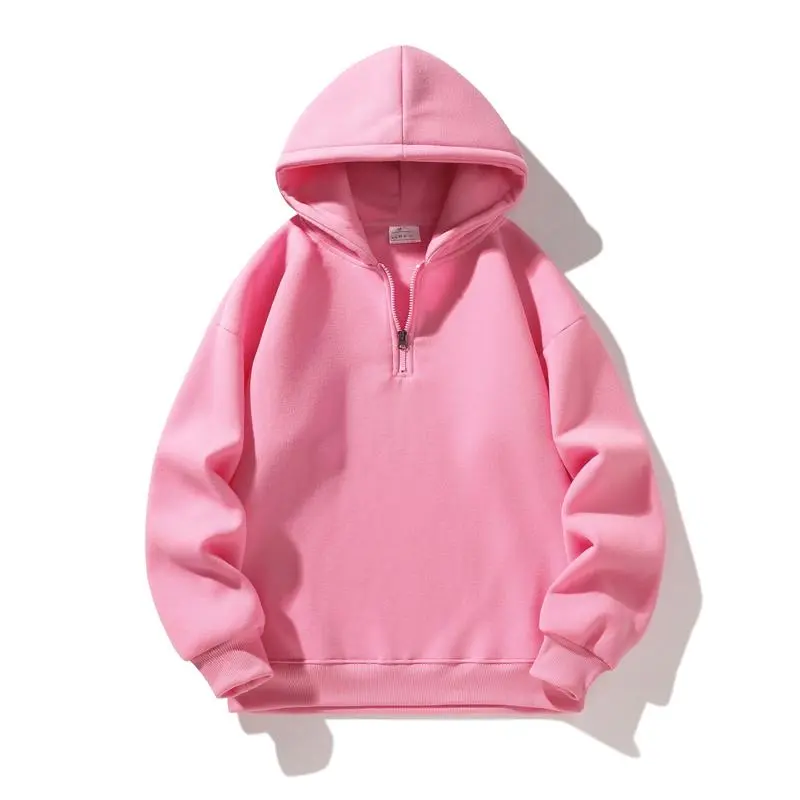 Autumn and Winter Men's Solid Color Sports Casual Zipper Hoodie Warm Lightweight Pullover Beige