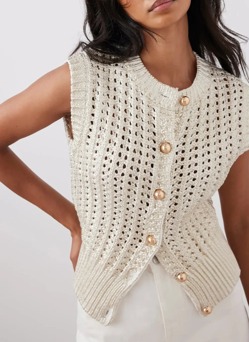 Casual Style Cotton Knit Waistcoat