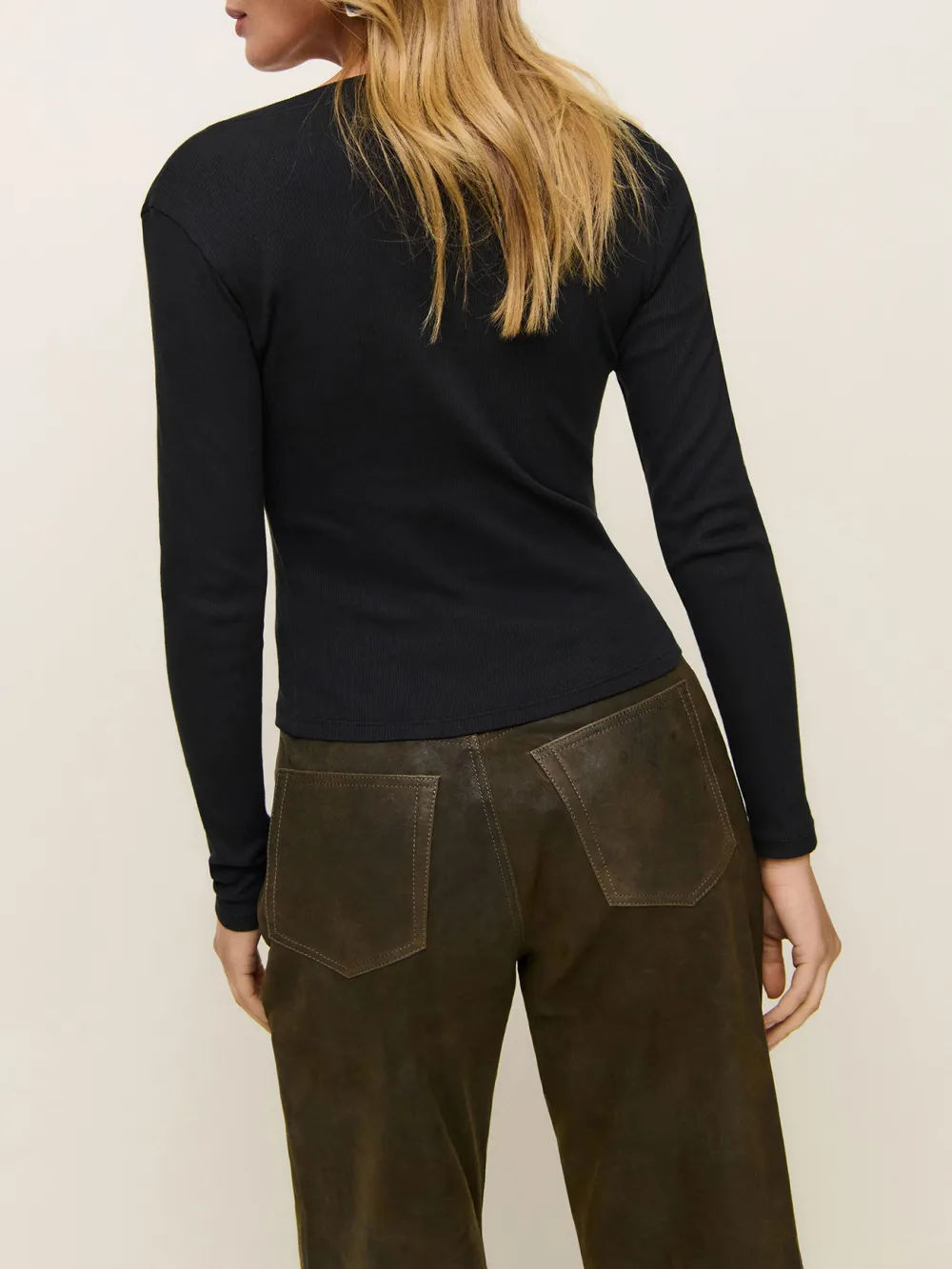 Button Front Cropped Henley Top