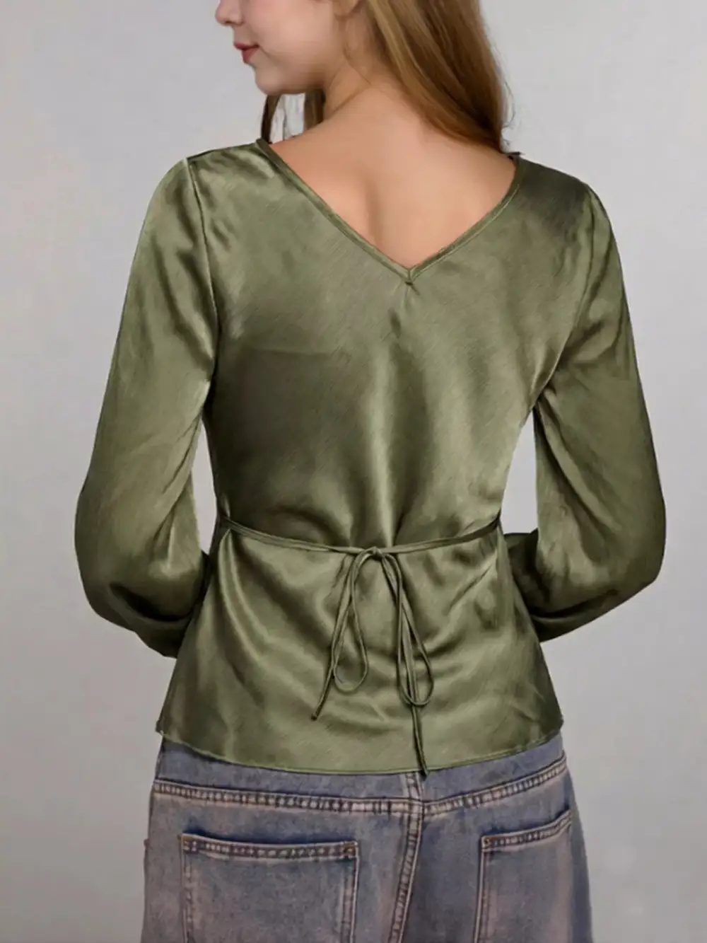 Satin Tie Front Blouse