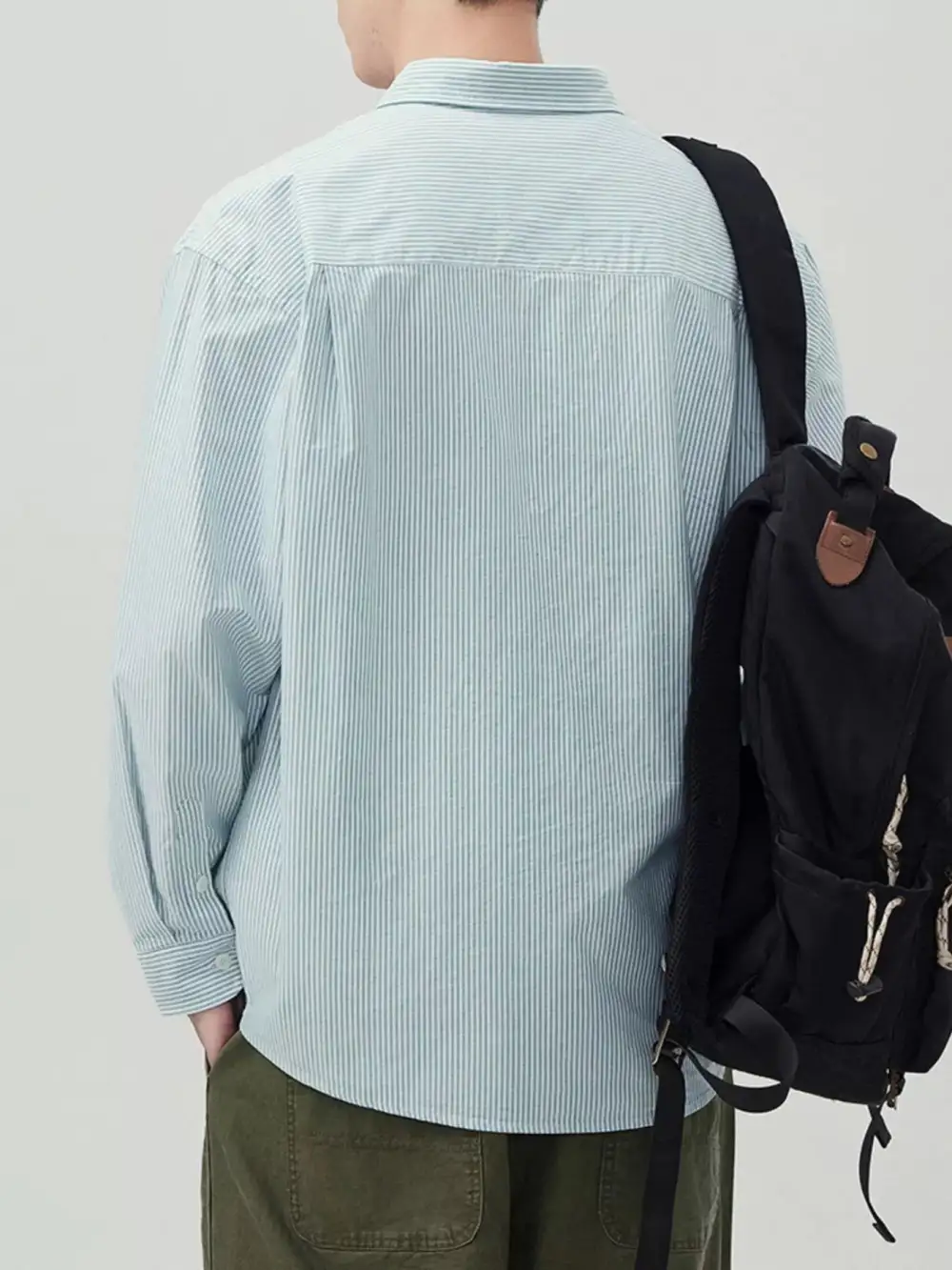 Tailored Long-Sleeve Striped Button-Up Shirt