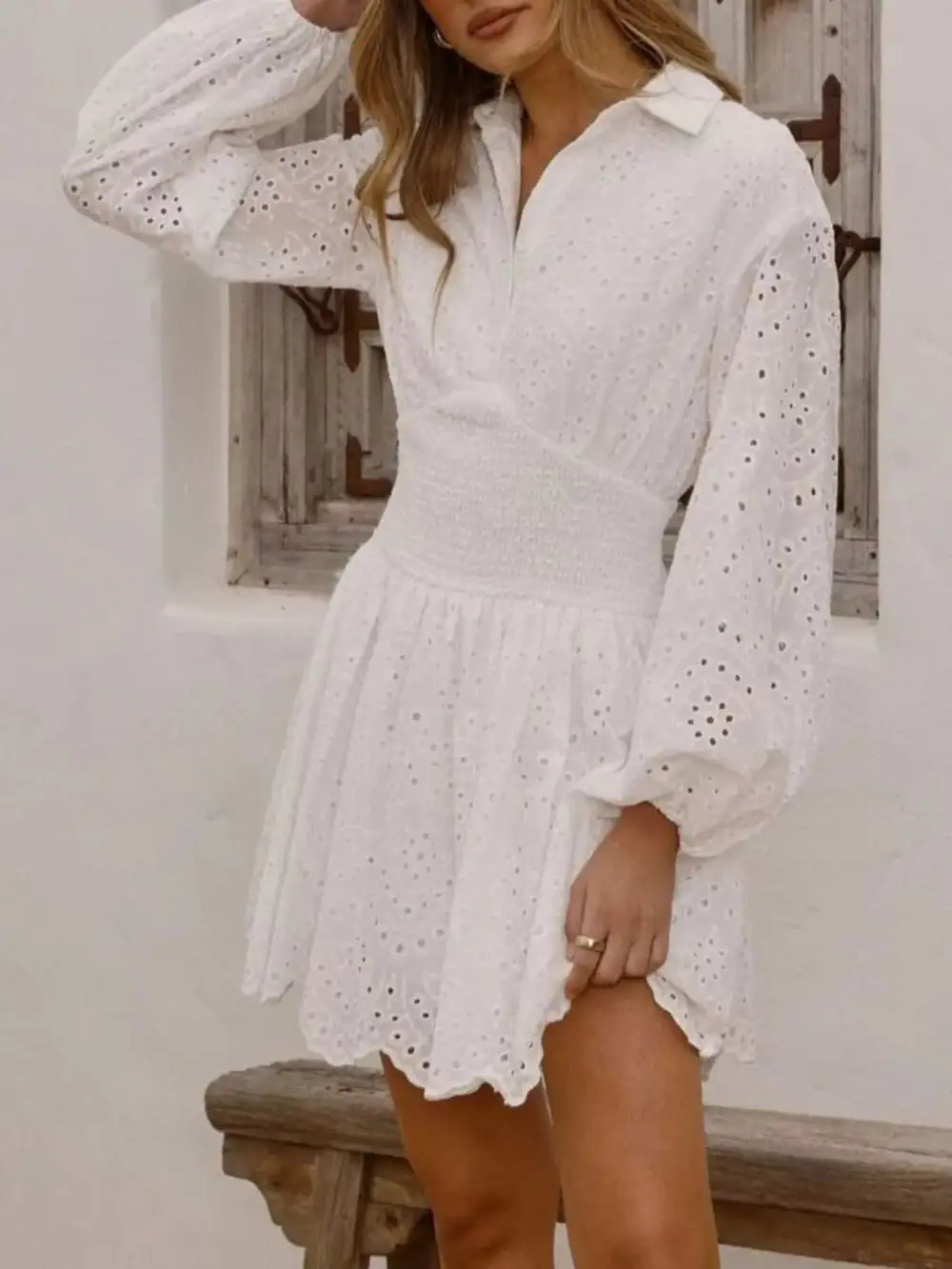 Eyelet Mini Dress