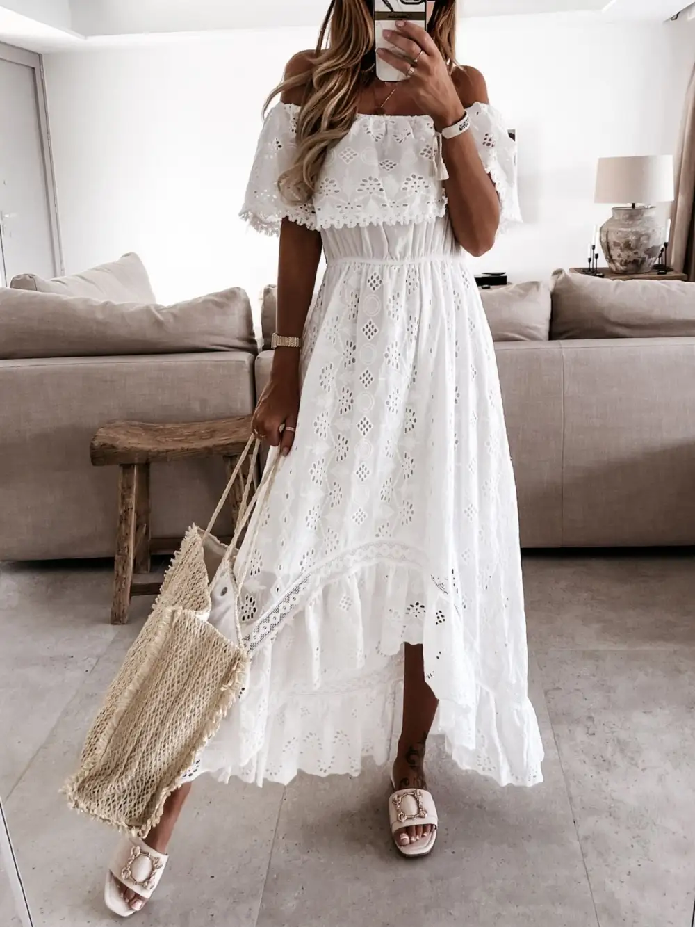 Lace Eyelet Maxi Dress