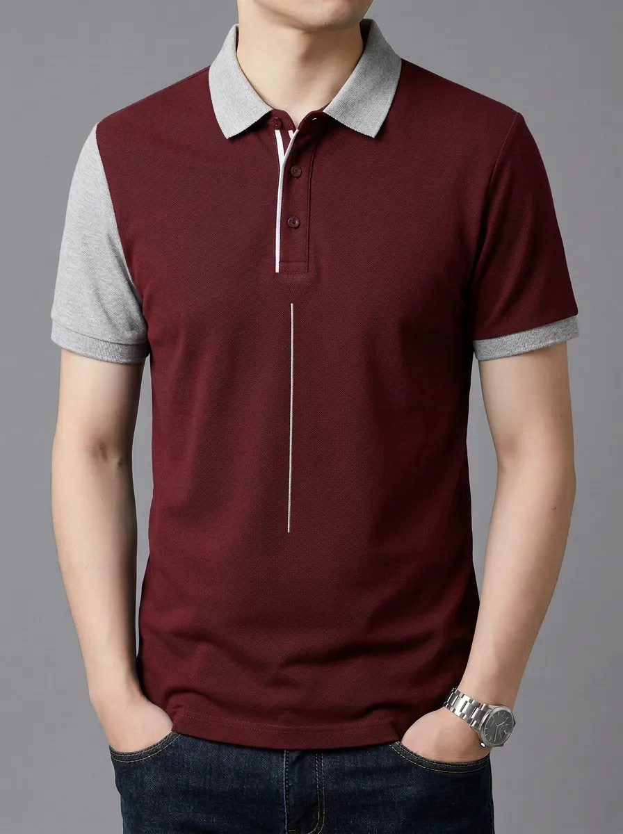 Men's Smart- Colorblock Vertical Stripe Polo Shirt