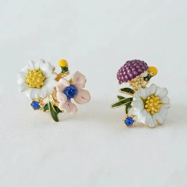 Glazed Floral Stud Earrings