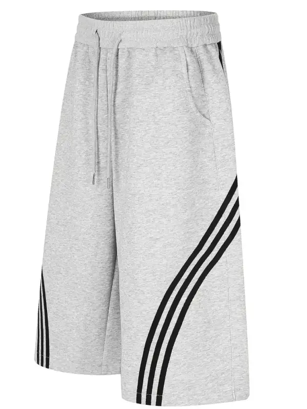 Men's Striped Wide Leg Cropped Pants