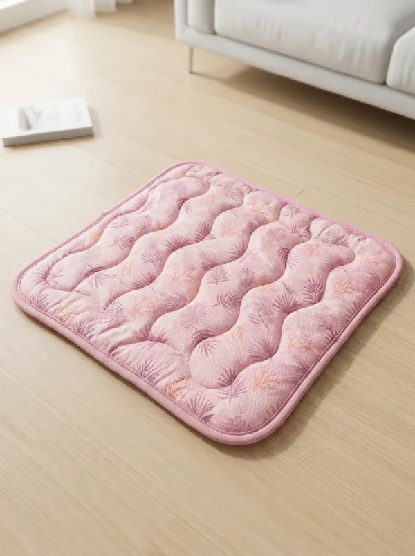 Coastal Summer Coral Leaf Pattern Cooling Mat