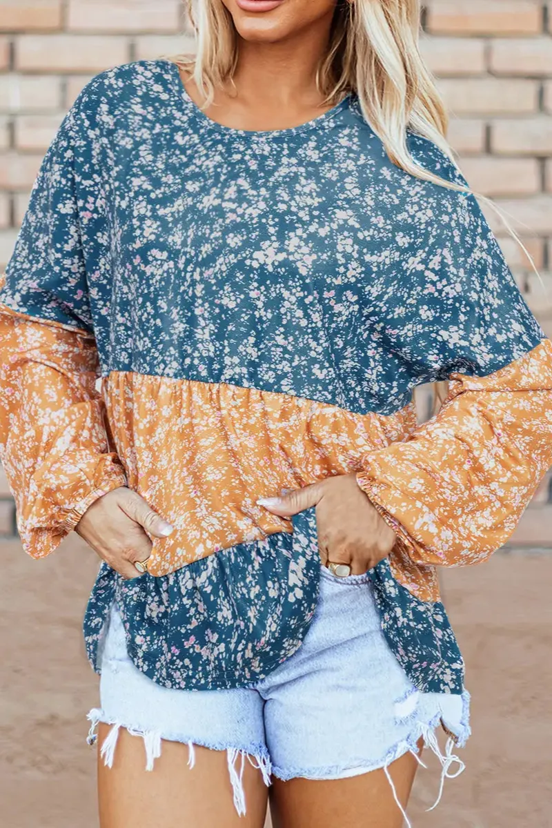 Floral Ruffled Hem Detail Blouse