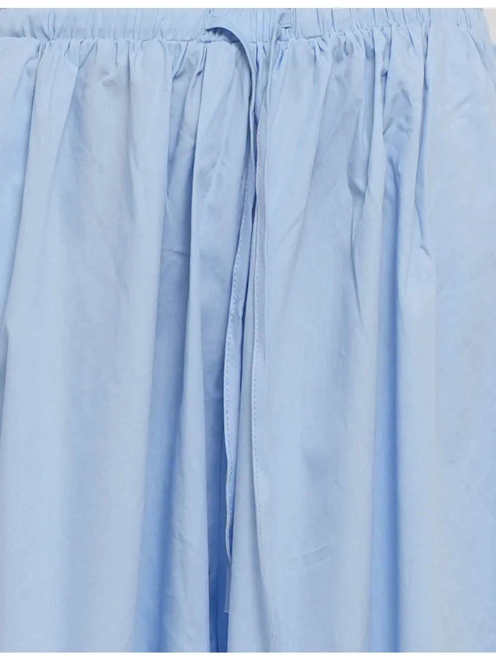 Solid Color Elastic Waist Drawstring Lantern Pants