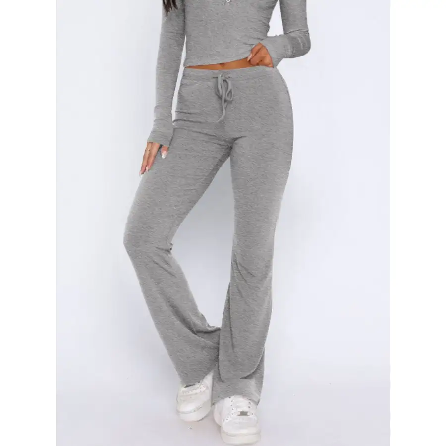 V Neck Long Sleeve Top and Pants Set