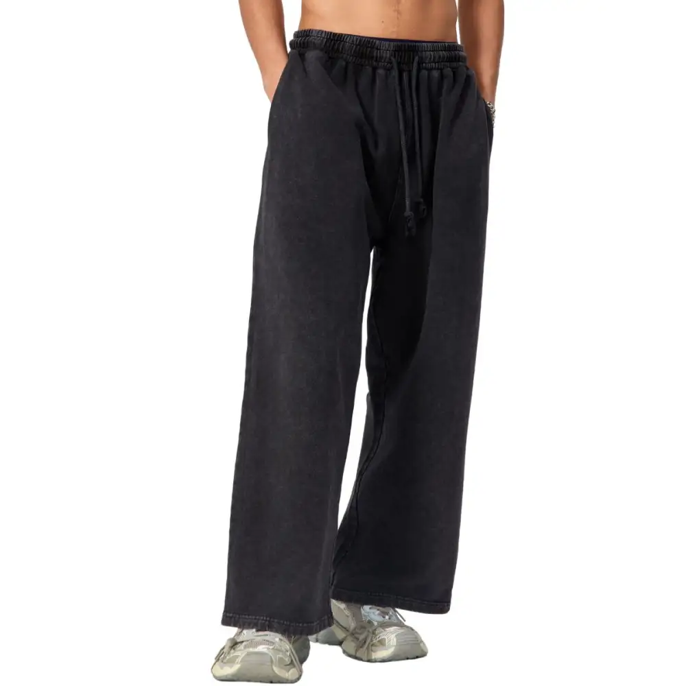 Stone Washed Straight Leg Men's Jogger Pants
