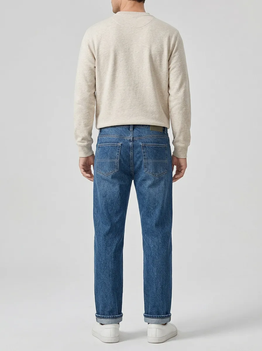 Men's Loose Fit Jeans with Straight Leg Classic Casual
