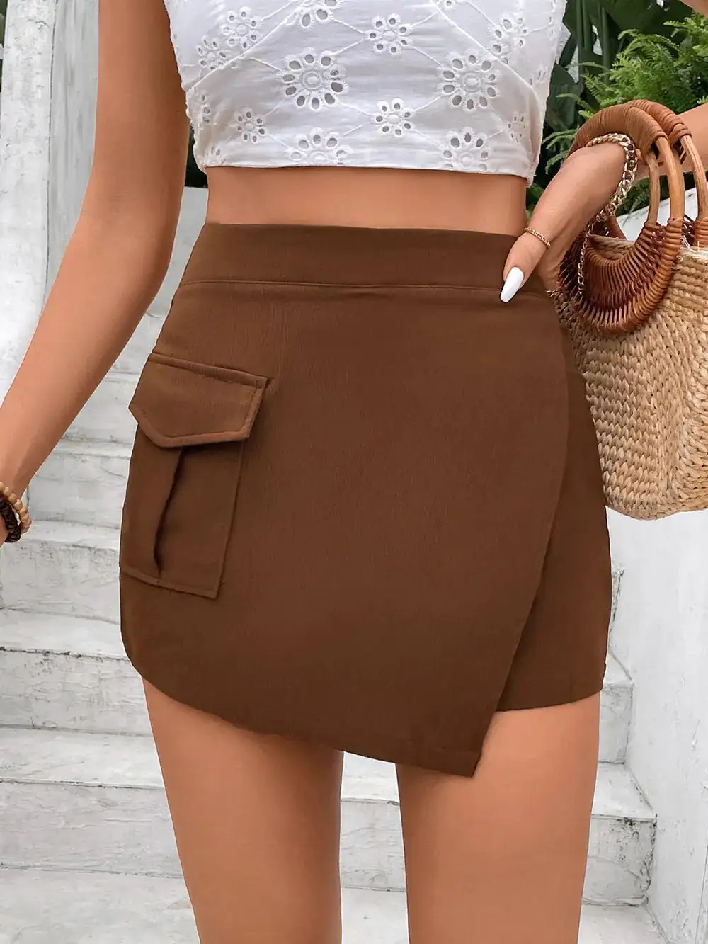 Pocketed High-Waist Shorts