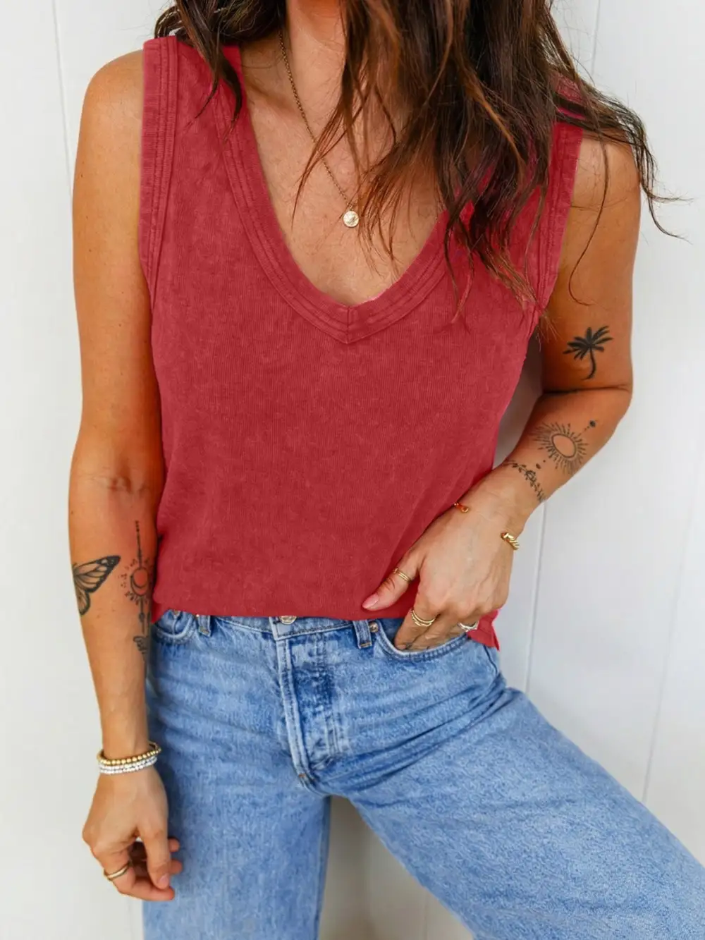 Wash V Neck Tank Top
