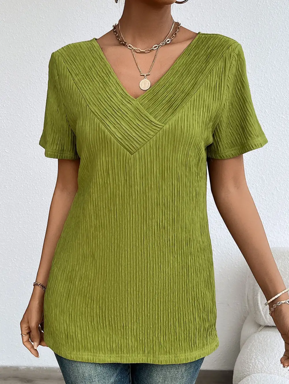 Relaxed V Neck Ribbed Tee