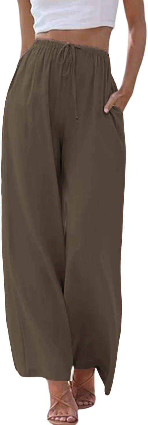 Women’s Wide Leg Palazzo Pants with Pockets – Lightweight Summer Trousers
