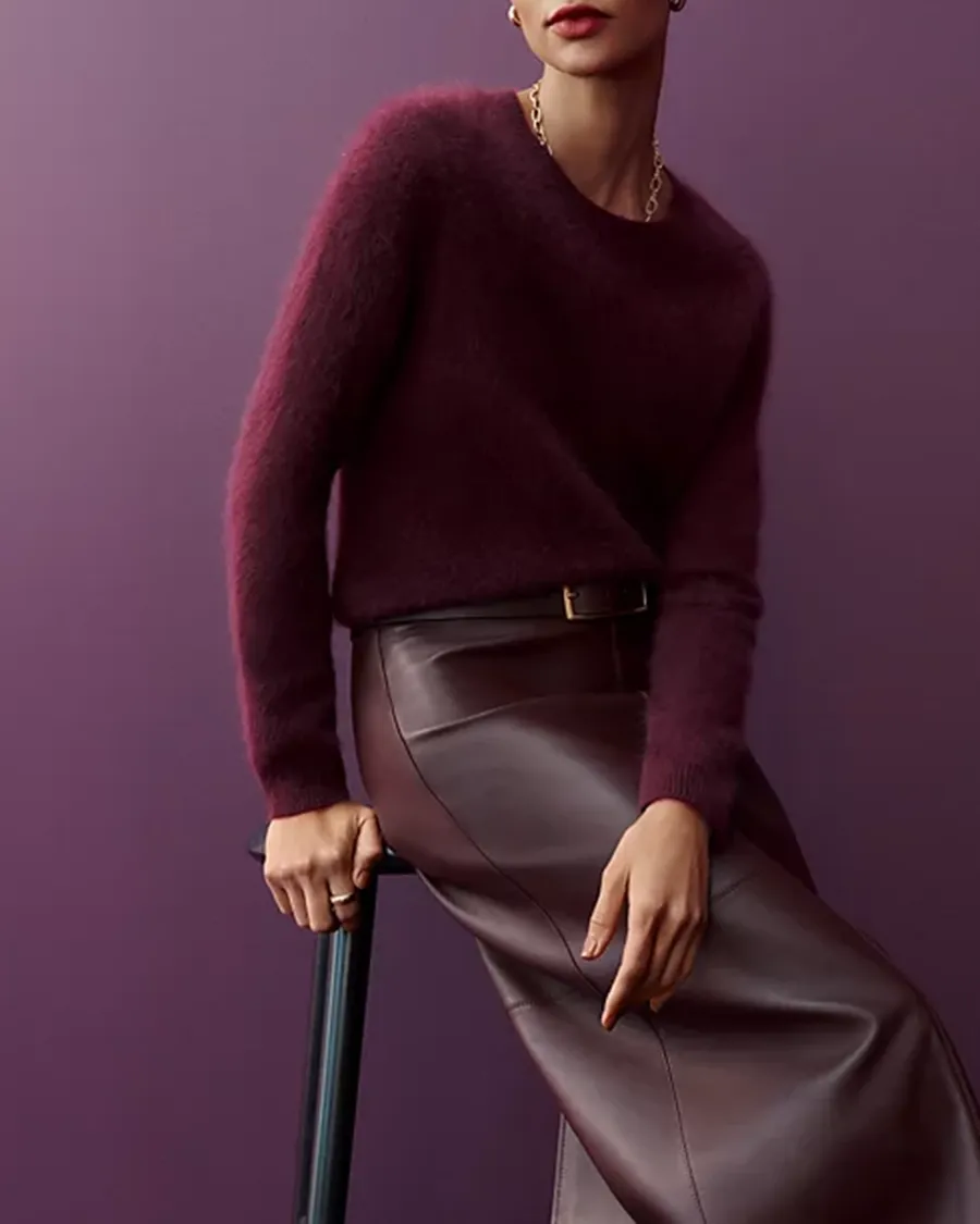 Crew Neck Cashmere Brushed Cashmere Sweater