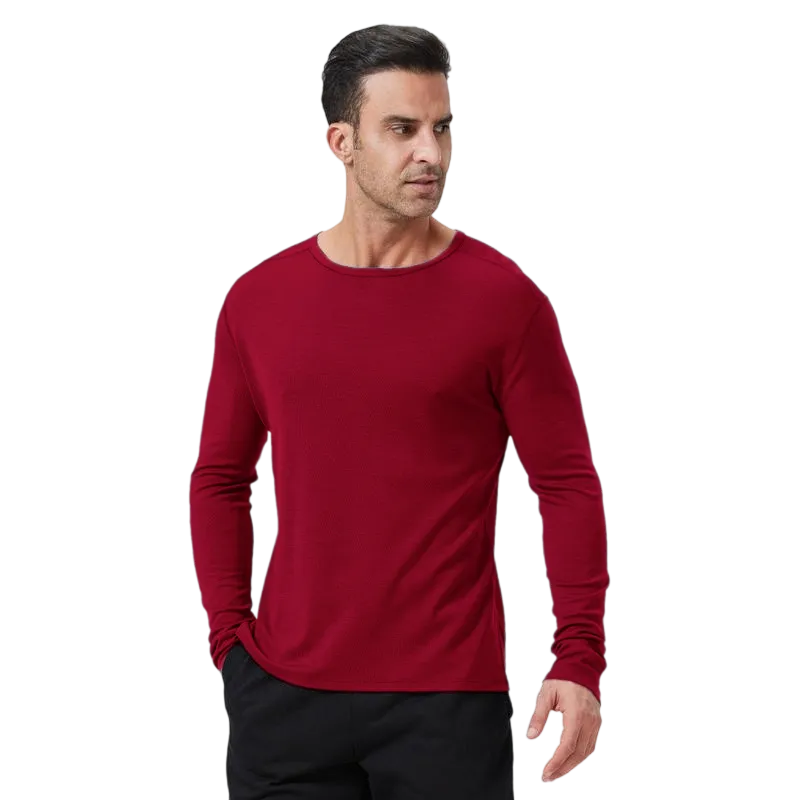 Men's Merino Wool Quick-Drying Hiking Warm Long-Sleeved Underwear Sports ski Base Layer top