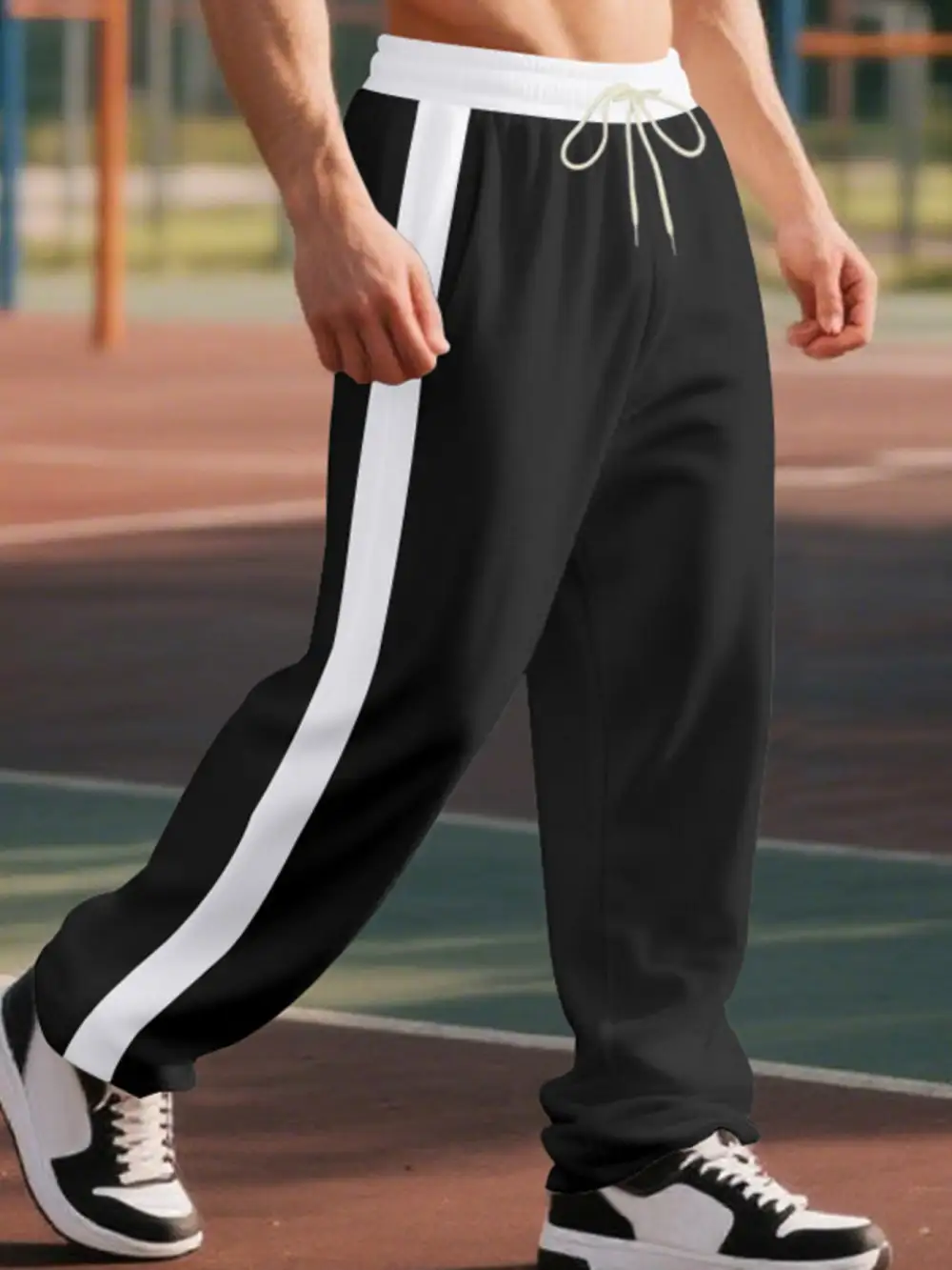 Men's Full Size Side Stripe Wide Leg Pants