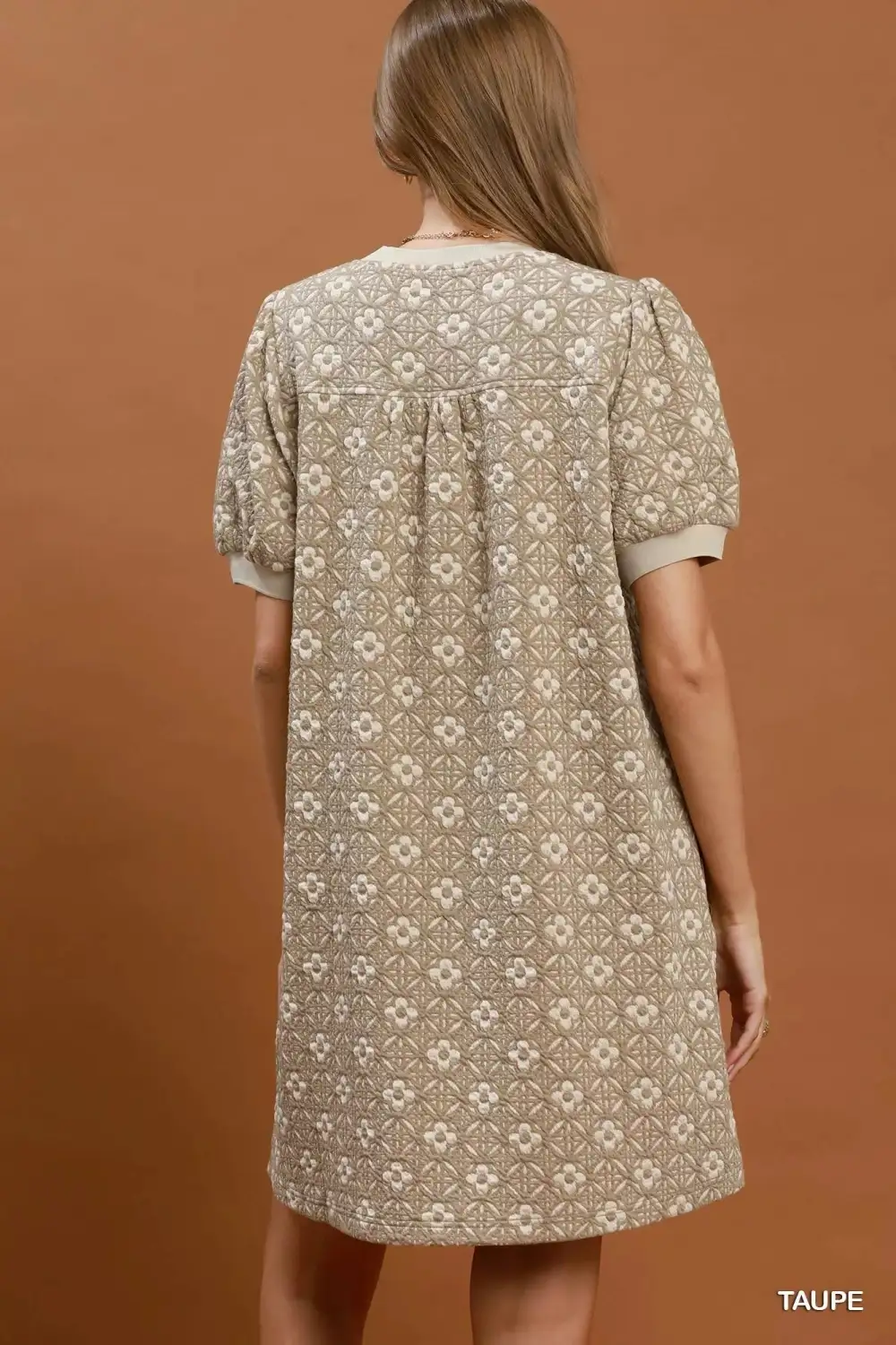 Lightweight Floral Textured Puff Sleeve Mini Dress
