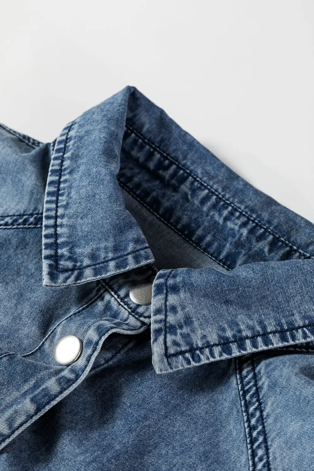 Balanced Detail Denim Pocketed Shirt Dress