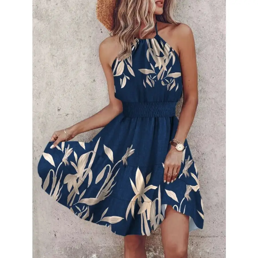 Paisley Print Halter Neck Mini Dress