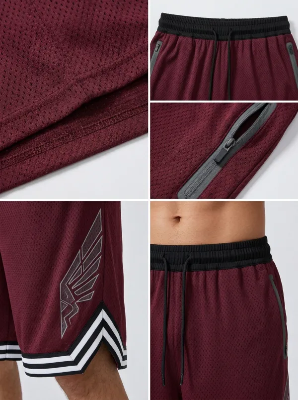 Active Striped Detail Utility Look Men's Basketball Shorts