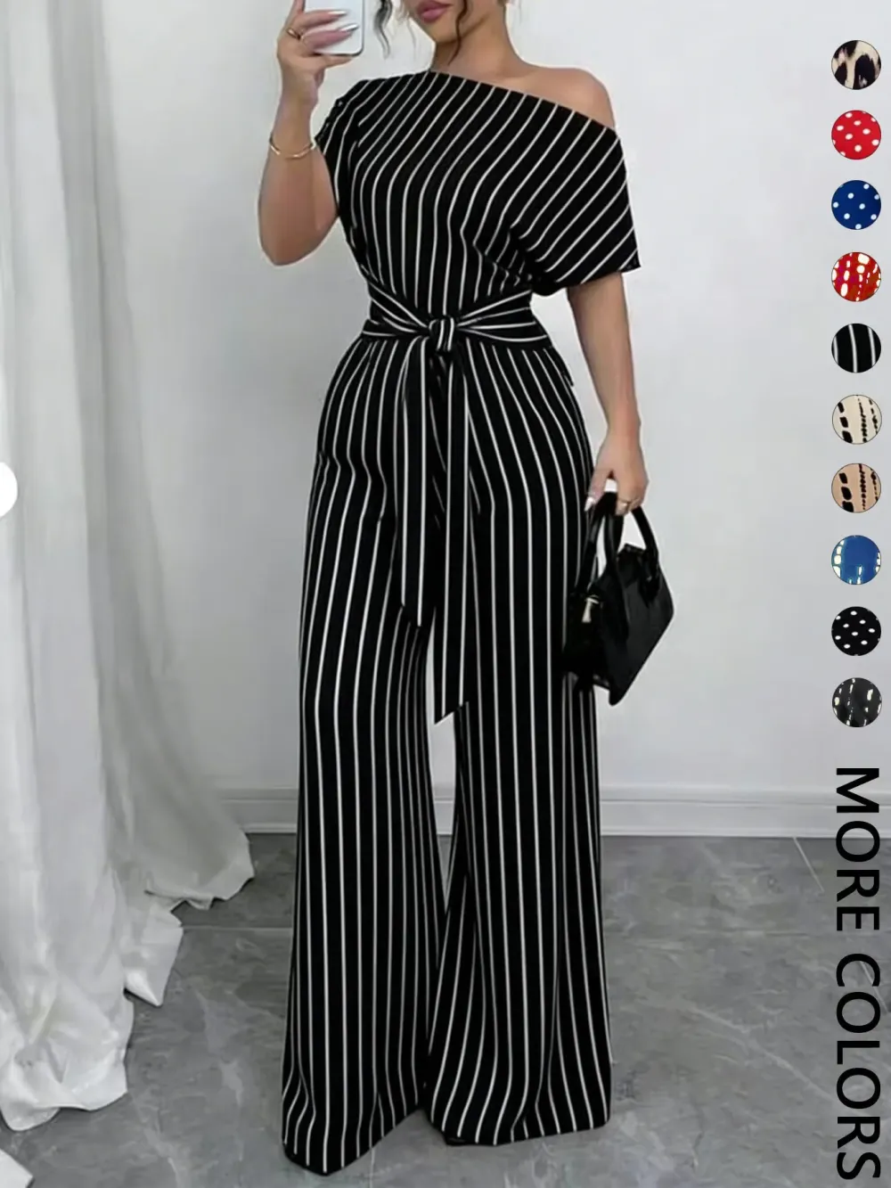 Women's printed tie-waist jumpsuit